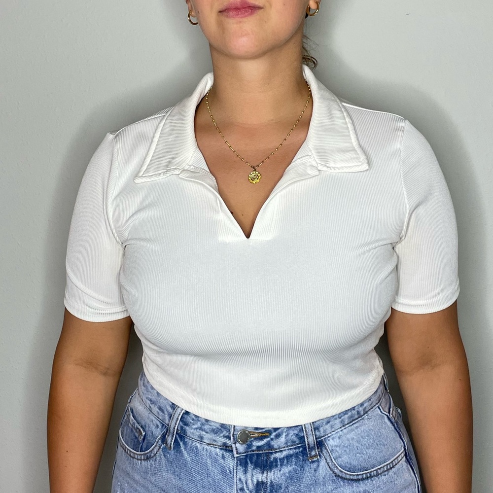 White cropped top
